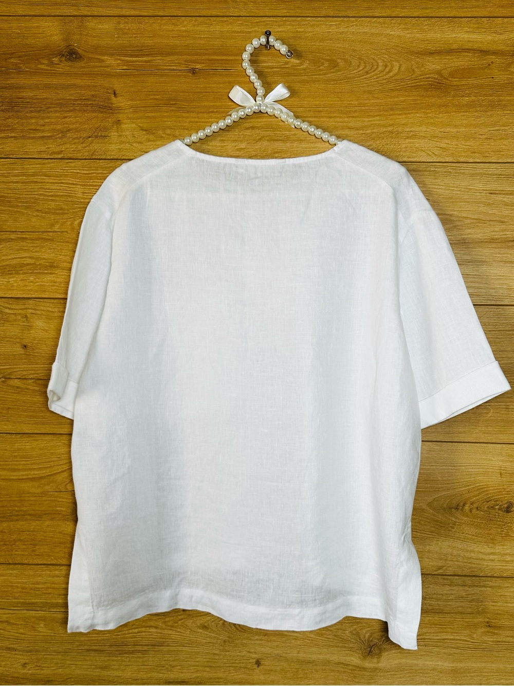 Zara White 100% Linen Short-Sleeve Pocket Tee - Picture 4 of 9